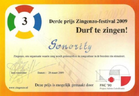 3e prijs voor Sonority